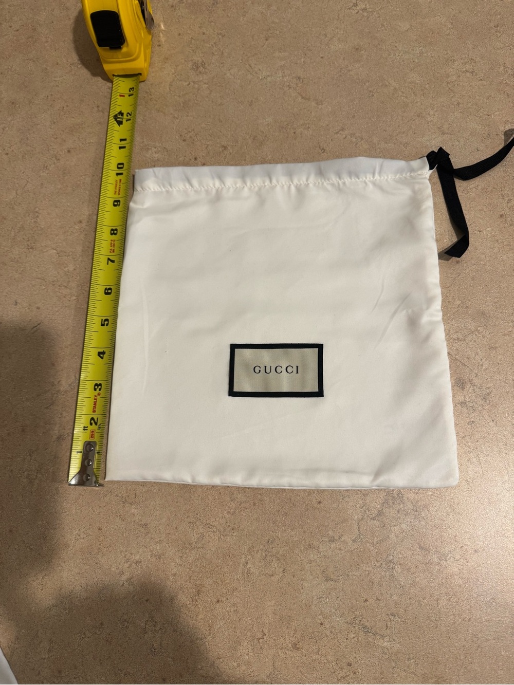 Gucci silk White Drawstring Dust Bag with Black Trim
